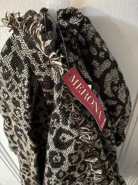 Merona Leopard Print Frayed Edge Blanket Scarf One Size